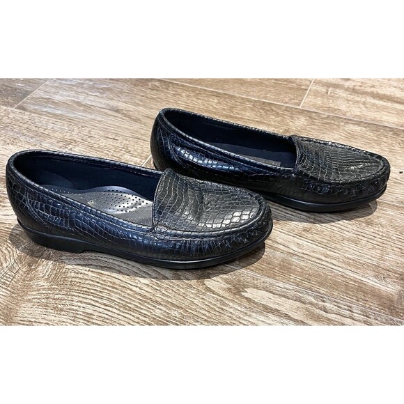 SAS Shoes - SAS Simplify Loafers Women's Size 6 1/2 M Black Croc Comfort Shoes Slip On